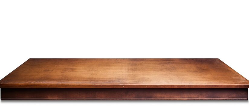 top wooden long table isolated on white background Brown desk. copy space available
