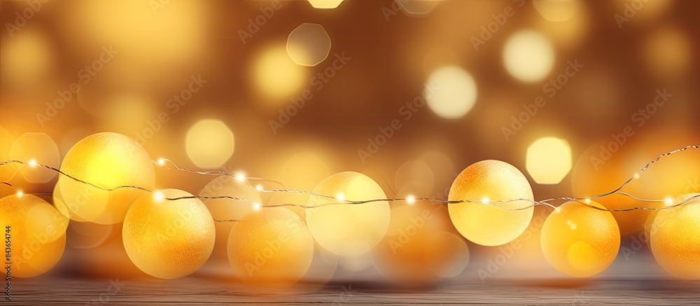 Leinwandbilder yellow background with soft round bokeh lanterns card for the holiday. copy space available