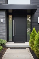 Black modern new house front door house building entrance
