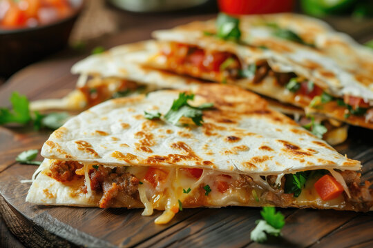Mexican quesadilla with chicken and vegetables - Powered by Adobe