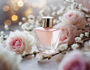Różowe różane perfumy kwiatowe flakon