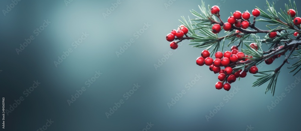 Poster beautiful branch of a christmas tree ready background greeting card with copy space