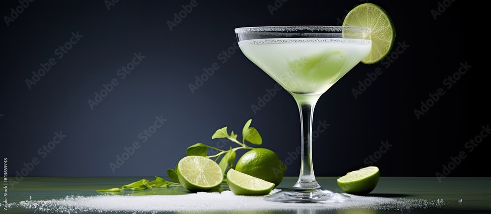 Poster egg gin fizz cocktail with lime garnish making gin fizz drink with ingredients copy space
