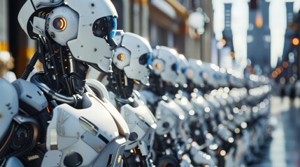 Fototapeta premium Cutting-Edge Robotics: Advanced Machinery Demonstrating Efficiency and Technological Progress in Dynamic Setting