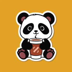 cute Panda with cofee