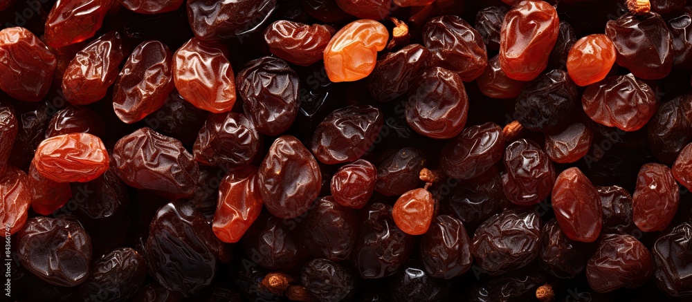 Poster group of raisin currant texture background copy space