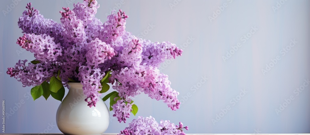 Aufkleber a huge bouquet of lilacs in a large vase isolated on a light gray background still life with flowers
