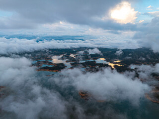 Guatapè, Antioquia andes in Colombia by drone