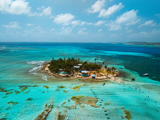 Johnny Cay island in San Andres - Tropics in Colombia by drone © Giuliano