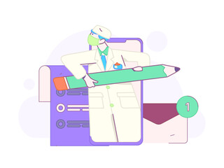 Medical characters fighting the epidemic flat vector concept operation hand drawn illustration
