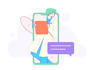 Medical characters fighting the epidemic flat vector concept operation hand drawn illustration
