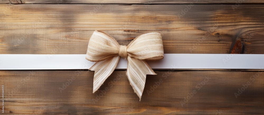Poster a festive white bow adorns a copy space image of a rustic wooden background