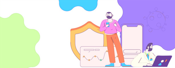 Medical characters fighting the epidemic flat vector concept operation hand drawn illustration
