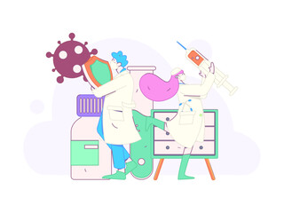 Medical characters fighting the epidemic flat vector concept operation hand drawn illustration
