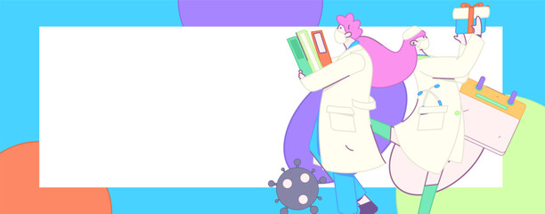 Medical characters fighting the epidemic flat vector concept operation hand drawn illustration
