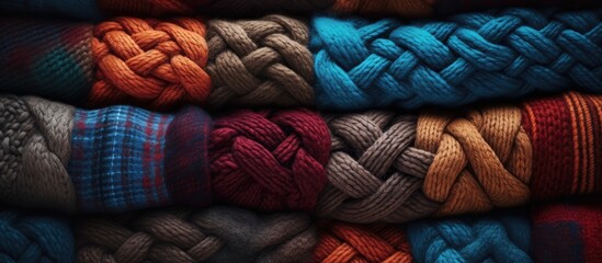 Knitted plaid as a background Background of knitting. copy space available