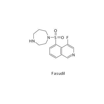 Fasudil&nbsp; flat skeletal molecular structure Rho-Kinase Inhibitor drug used in Cerebral vasospasm treatment. Vector illustration scientific diagram.
