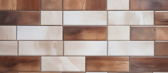 Pattern of tiles white and brown. copy space available