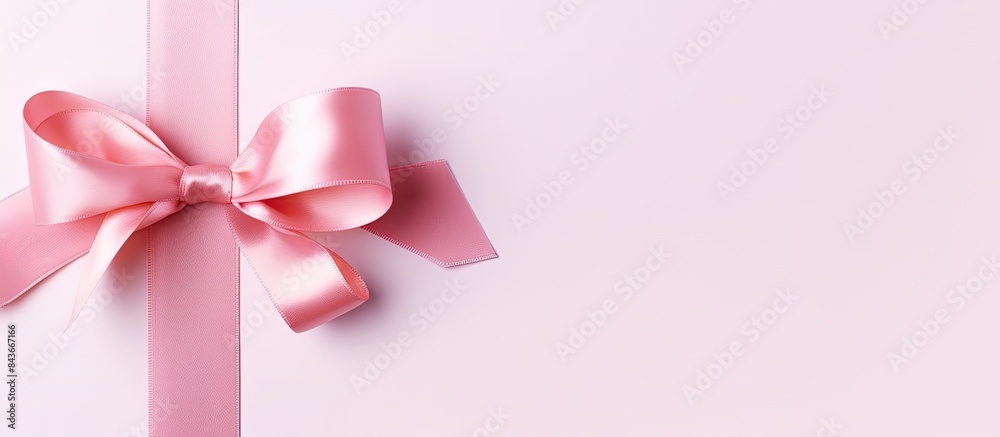Poster a gift ribbon bow stands alone on a white background with copy space image