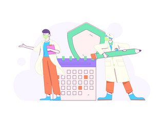 Medical characters fighting the epidemic flat vector concept operation hand drawn illustration
