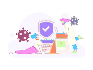 Medical characters fighting the epidemic flat vector concept operation hand drawn illustration
