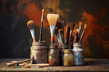 Various brushes for drawing. Artists tools. Creative tools