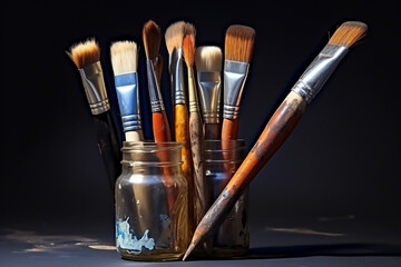 Various brushes for drawing. Artists tools. Creative tools