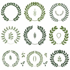 Vector illustration of wheat ear. Round shape icon frame border