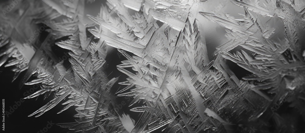 Poster ice crystals macro by refrigerator frost bw. copy space available