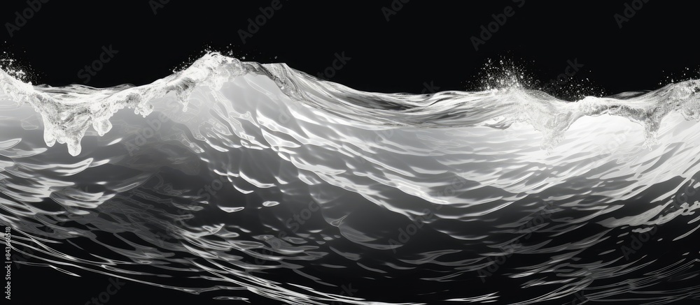 Poster A beautiful natural texture of black and white waves on the surface of the sea water with shining reflections of sunlight The wavy pattern creates a retro vision and there is copy space for additiona