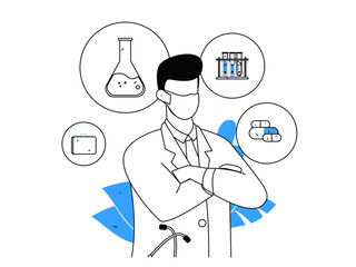 Medical characters fighting the epidemic flat vector concept operation hand drawn illustration
