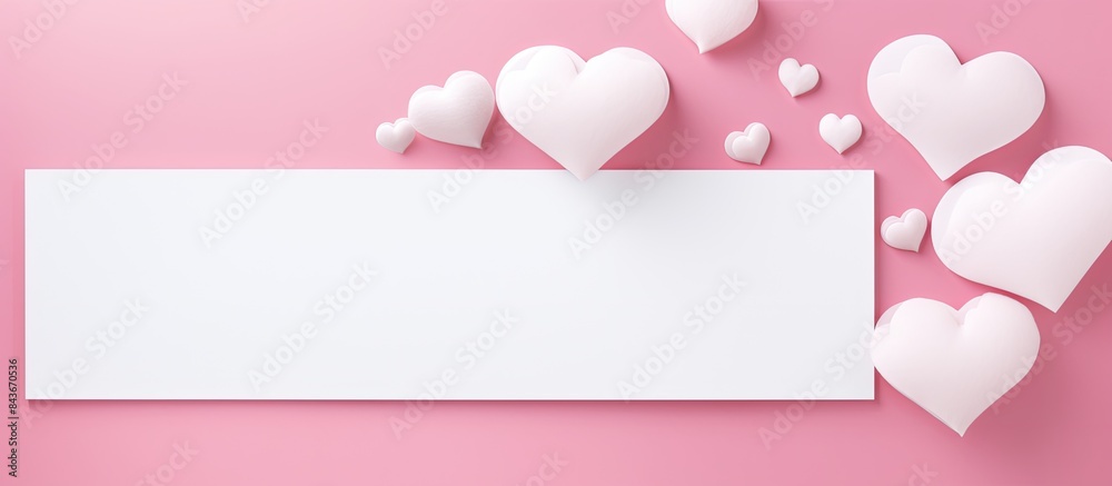 Poster greeting card mockup with paper decorations on pink background blank greeting card or invitation and