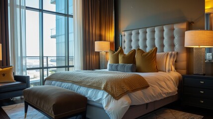  Lavish penthouse bedroom with a king-size bed and plush bedding