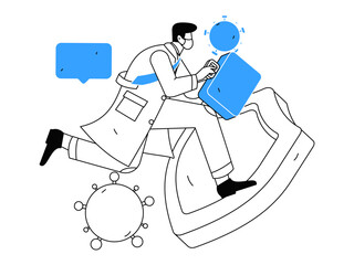 Medical characters fighting the epidemic flat vector concept operation hand drawn illustration
