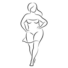 Silhouette figure of a slender woman. The girl is standing. The lady is full of beauty and sexuality. girl is overweight vector illustration