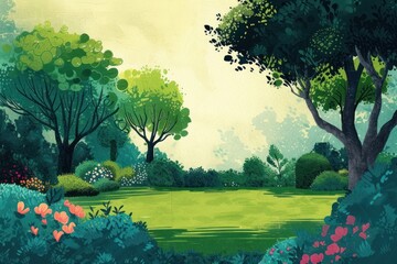 Landscape green tree lawn.