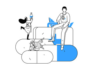 Medical characters fighting the epidemic flat vector concept operation hand drawn illustration
