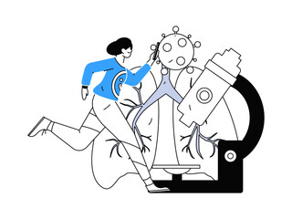 Medical characters fighting the epidemic flat vector concept operation hand drawn illustration
