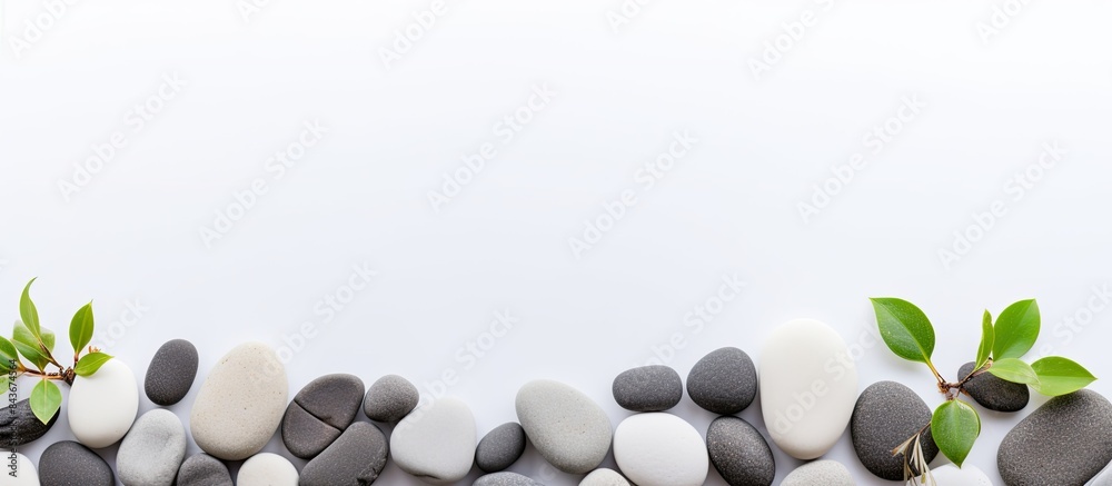Leinwandbilder top view stones empty space on white background with copy space for your text