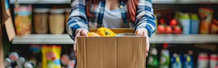 Volunteer Distributing Food Donations