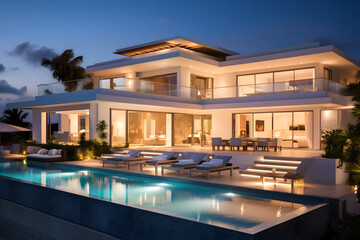 Fototapeta premium Elegant Modern Mansion with Pool and Garden