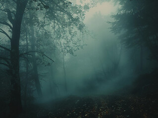 Fototapeta premium Dark Misty Forest Path