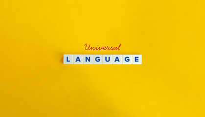 Universal Language Banner. Block Letter Tiles on Flat Background. Minimalist Aesthetics.