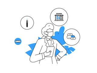 Medical characters fighting the epidemic flat vector concept operation hand drawn illustration
