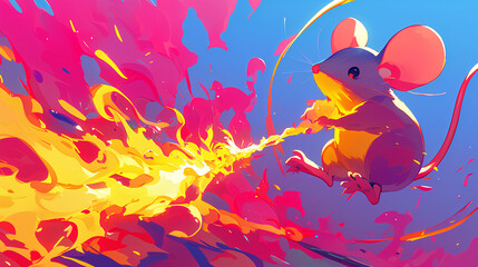 a rat spitting fire