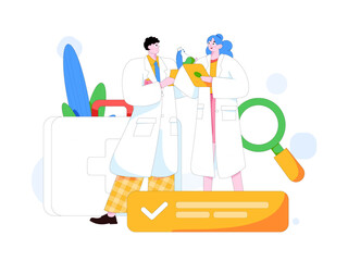 Medical characters fighting the epidemic flat vector concept operation hand drawn illustration
