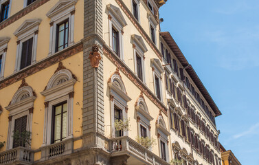 Landscape of Florence views, concept of vacation in Italy. Old part of city center. Ideas for journey.