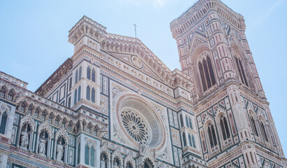 Fototapeta premium Landscape of Florence views, concept of vacation in Italy. Old part of city center. Ideas for journey.