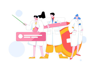 Medical characters fighting the epidemic flat vector concept operation hand drawn illustration

