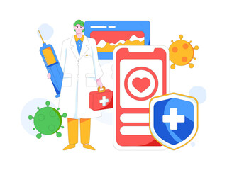 Medical characters fighting the epidemic flat vector concept operation hand drawn illustration
